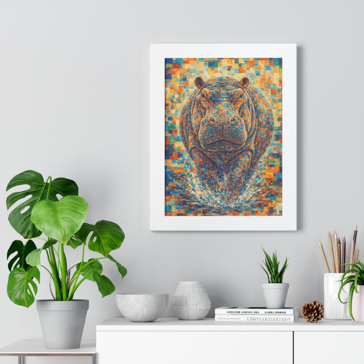Framed Print — Hippopotamus Cubism