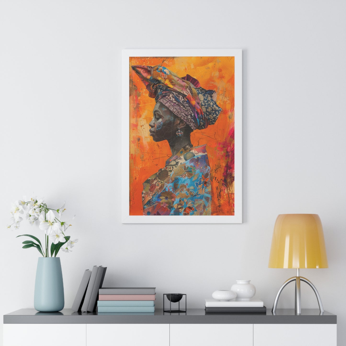 Framed Print — Woman Wearing Colourful Head Scarf