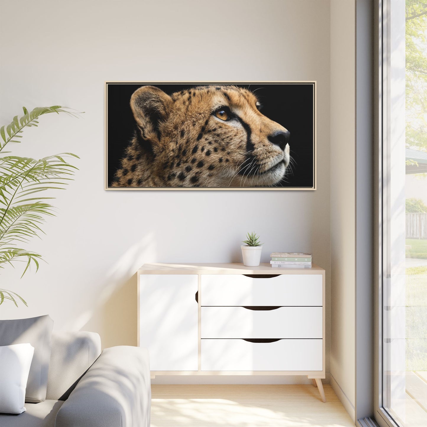 Framed Canvas Print — Cheetah In Colour