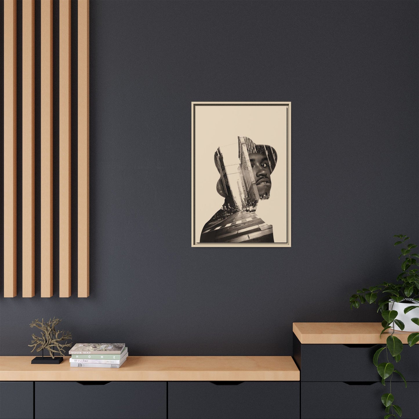 Framed Canvas Print — Young Man With Cap