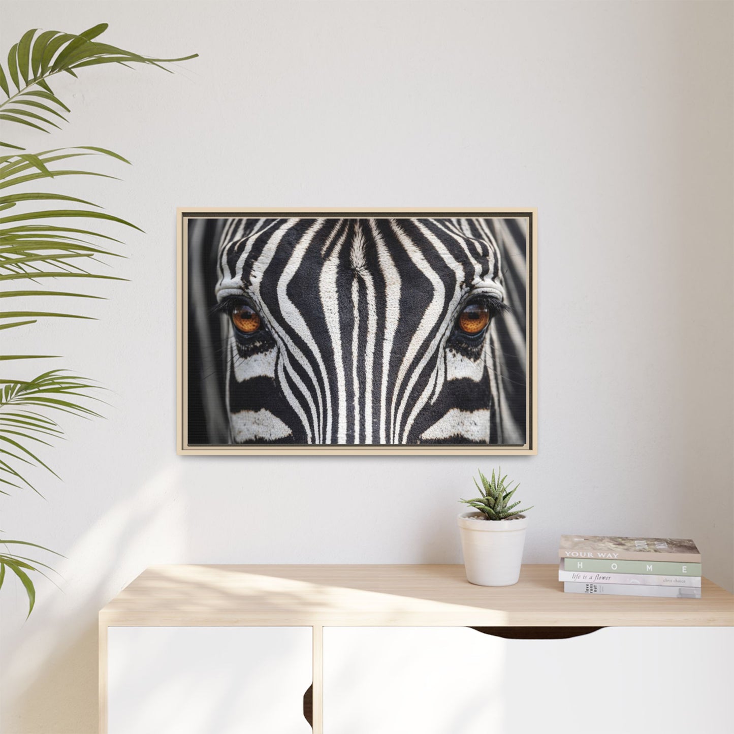 Framed Canvas Print — Zebra Gaze