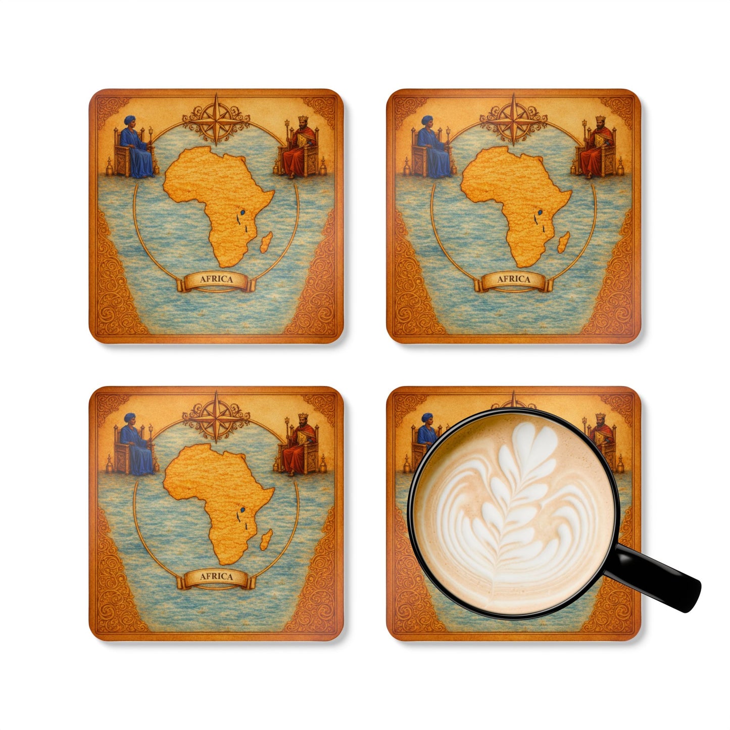 Coaster Set — Cartography Afrika - King & Queen