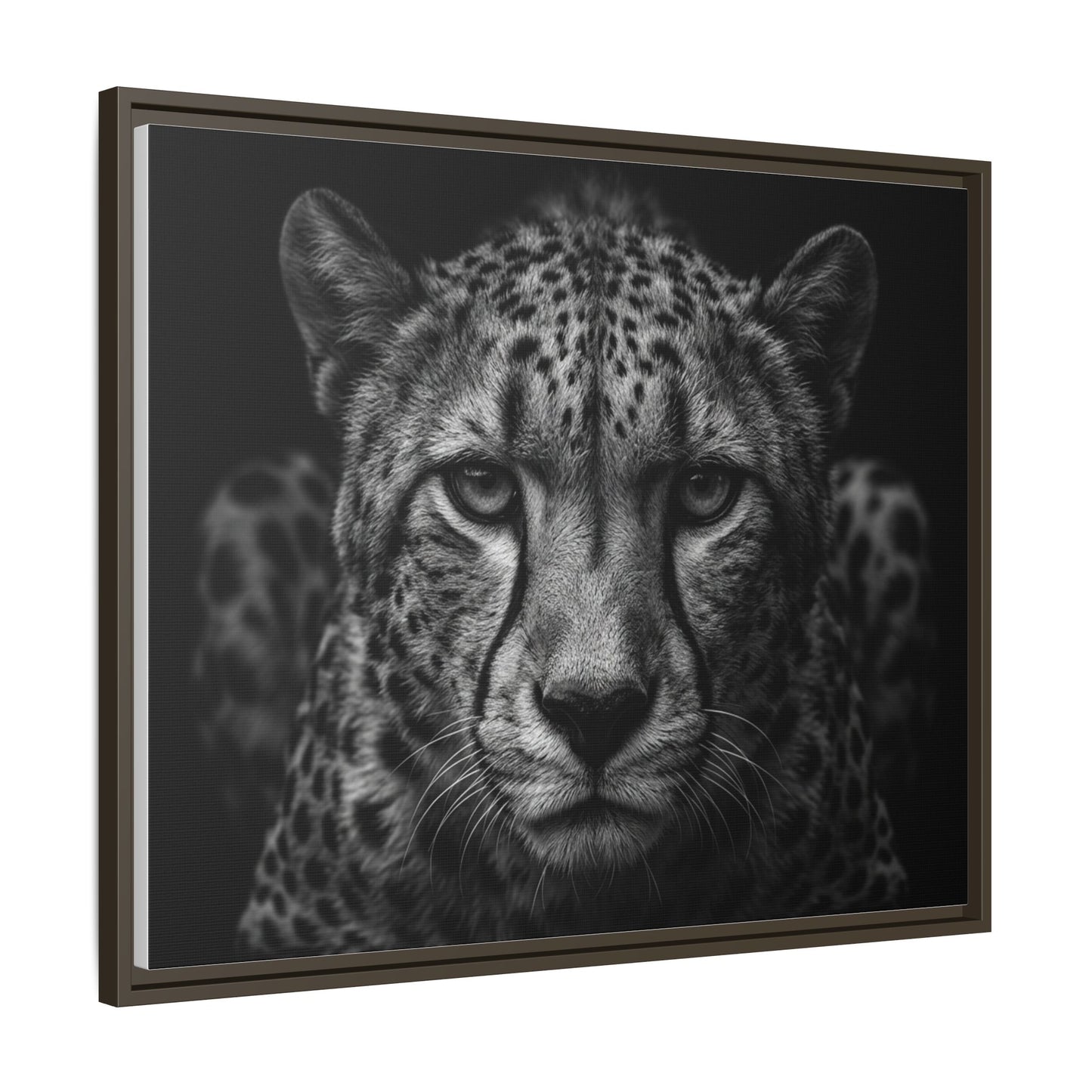 Framed Canvas Print — Cheetah In Black