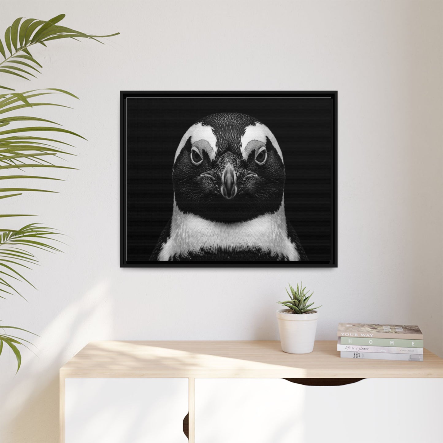 Framed Canvas Print — Afrikan Penguin In Black