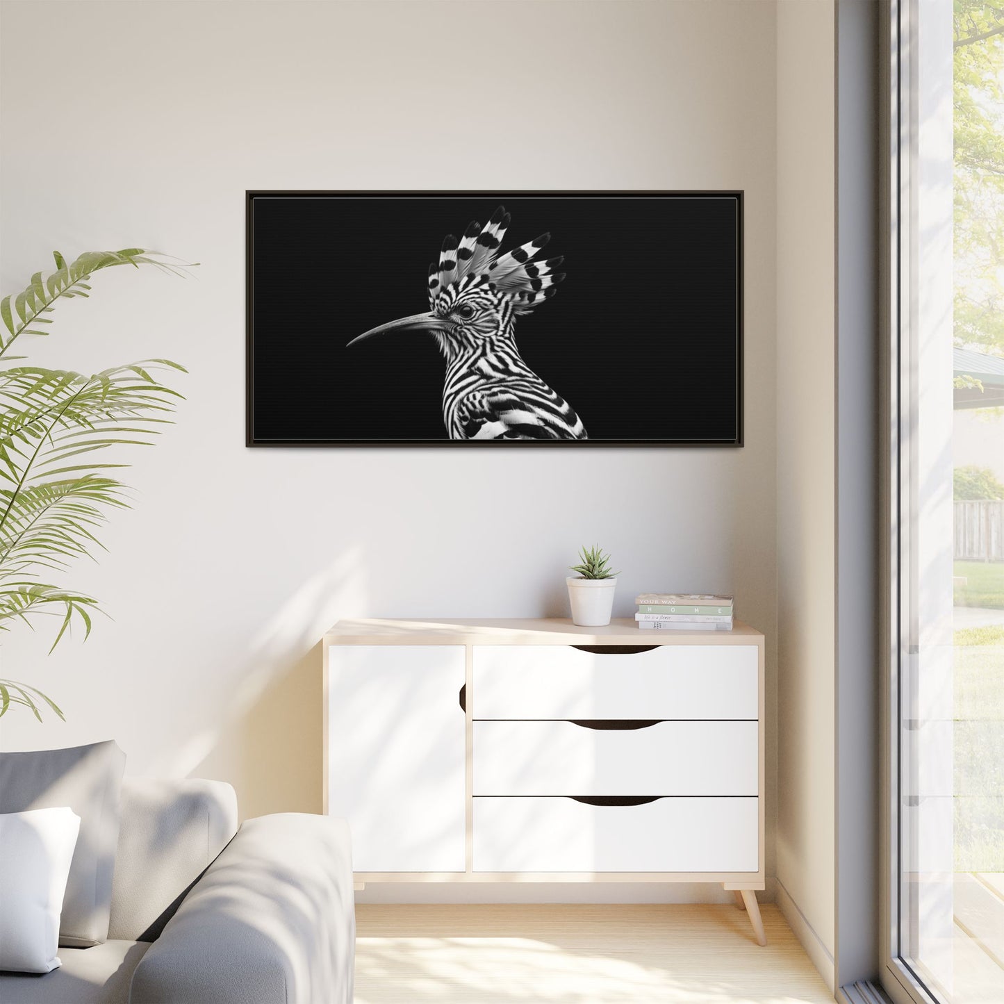 Framed Canvas Print — Afrikan Hoopoe In Black