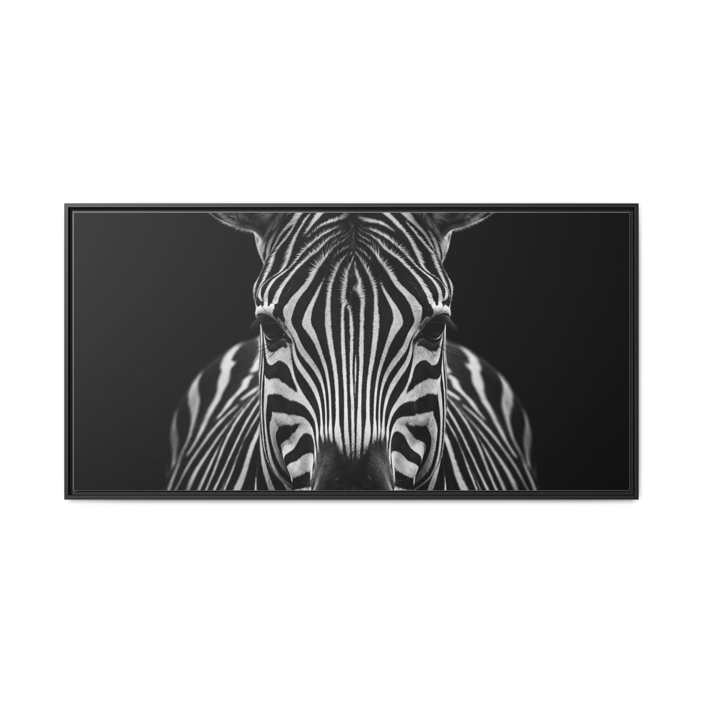 Framed Canvas Print — Zebra In Black