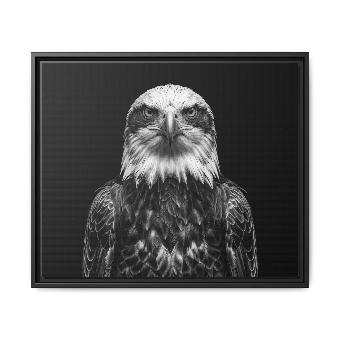 Framed Canvas Print — Fish Eagle In Black