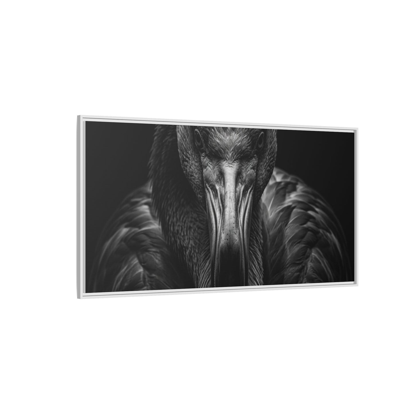Framed Canvas Print — Flamingo In Black