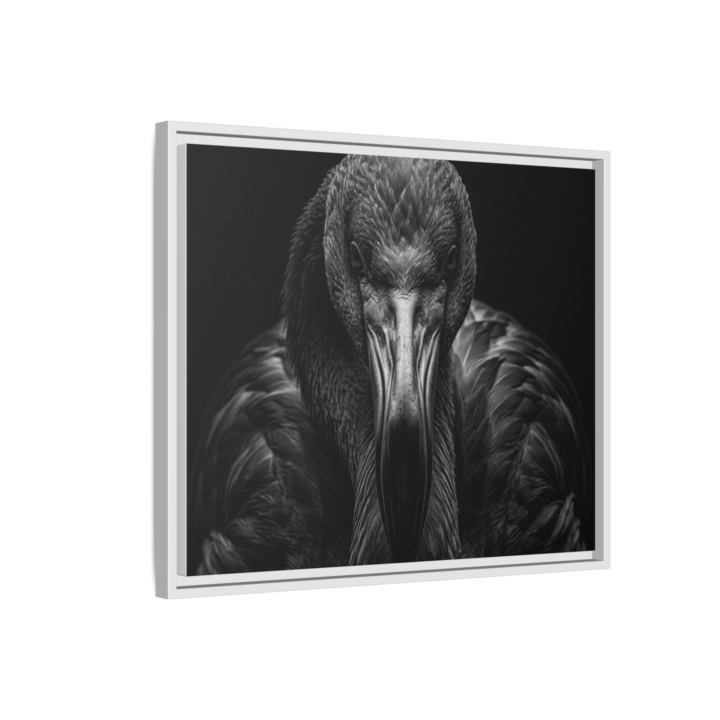 Framed Canvas Print — Flamingo In Black