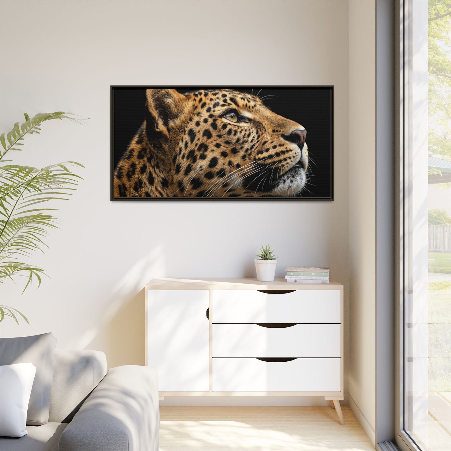 Framed Canvas Print — Leopard In Colour