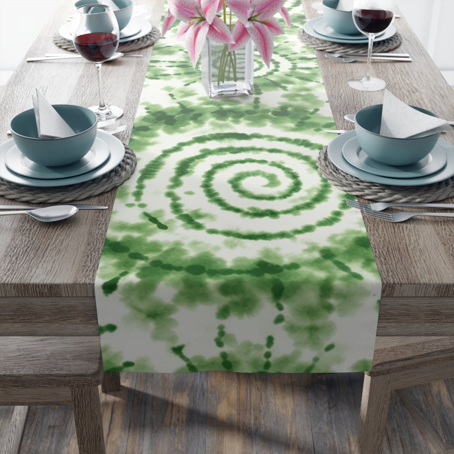 Table Runner — Adire Green