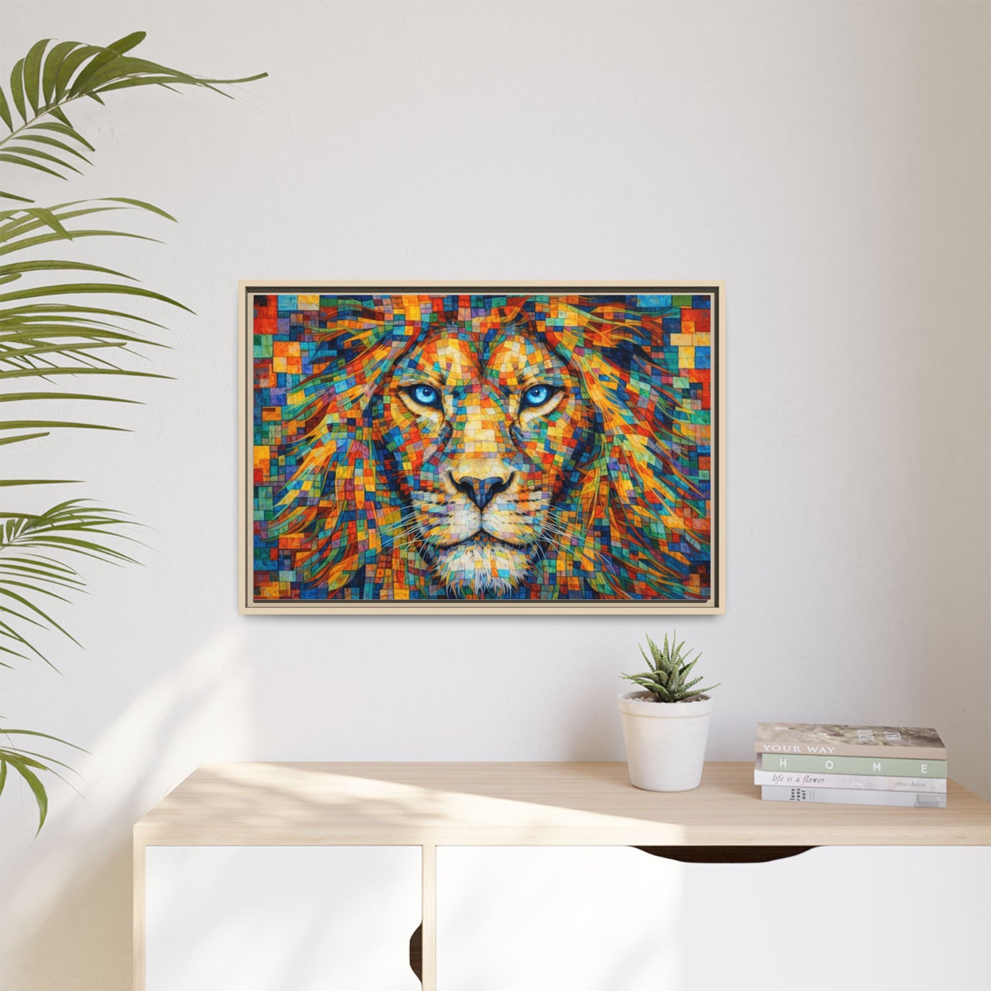 Framed Canvas Print — Lion's Gaze
