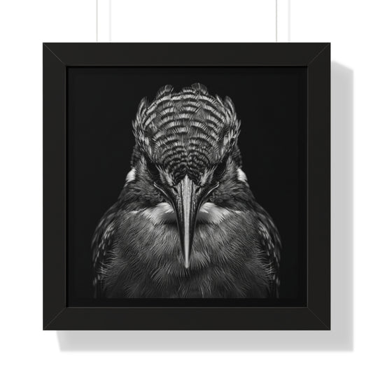 Framed Art Print – Malachite Kingfisher In Black