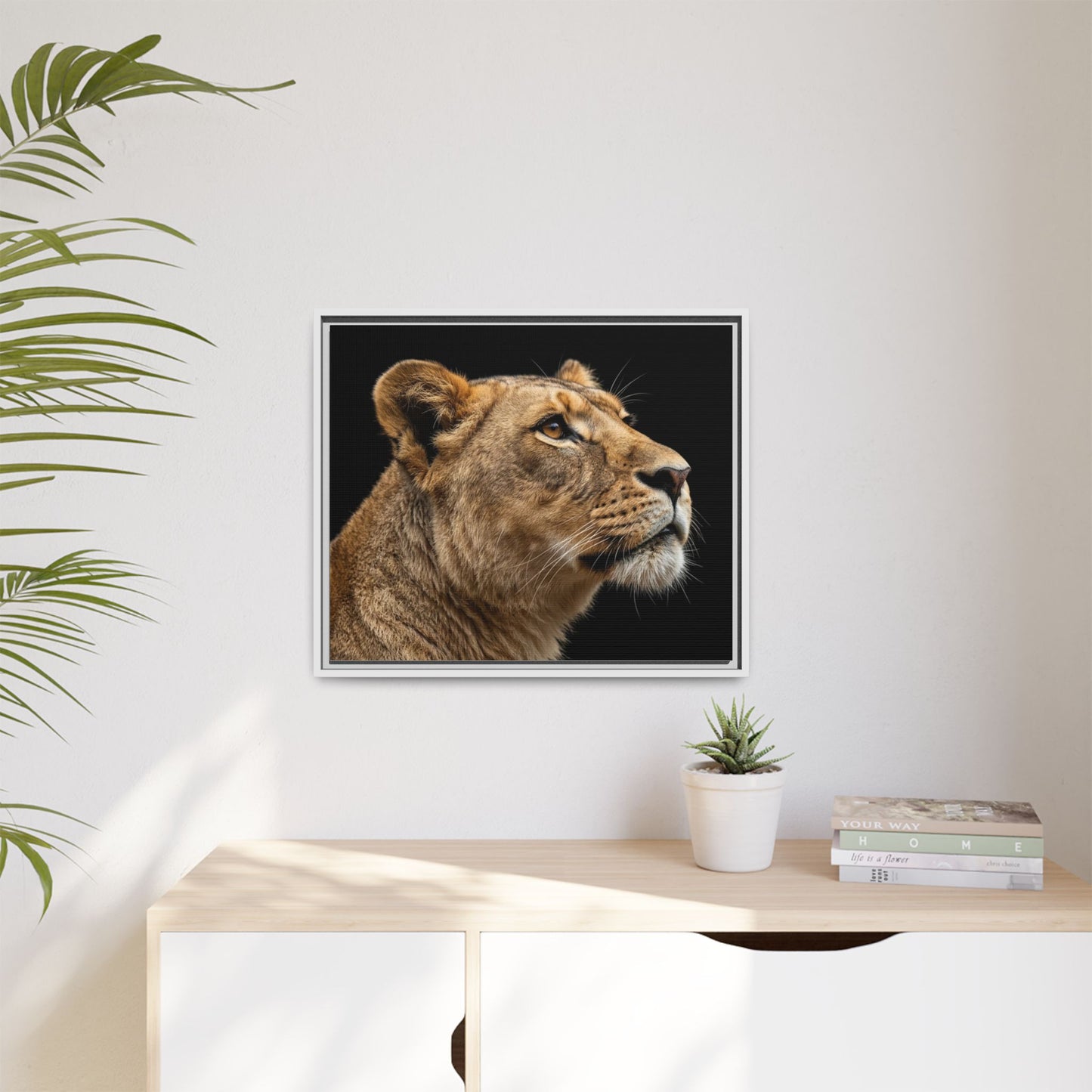 Framed Canvas Print — Lioness In Colour