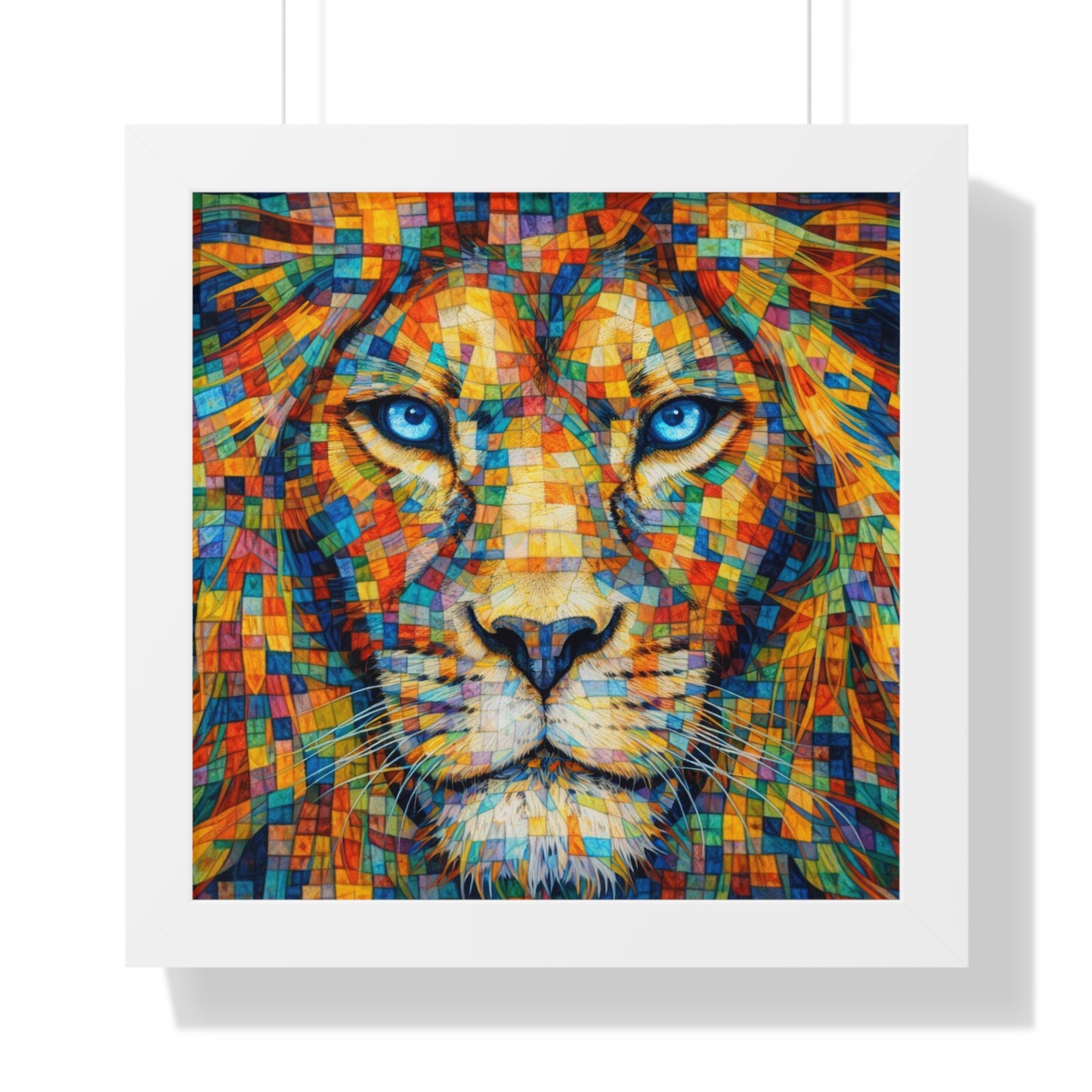 Framed Art Print – Lion Cubism