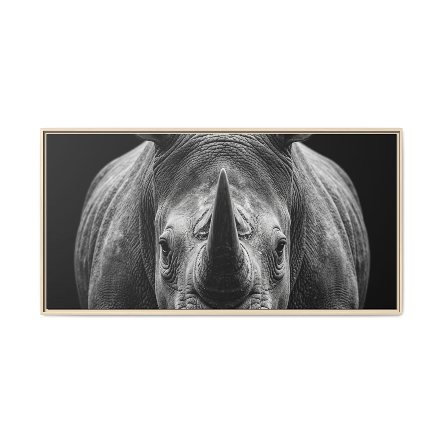 Framed Canvas Print — Rhinoceros In Black