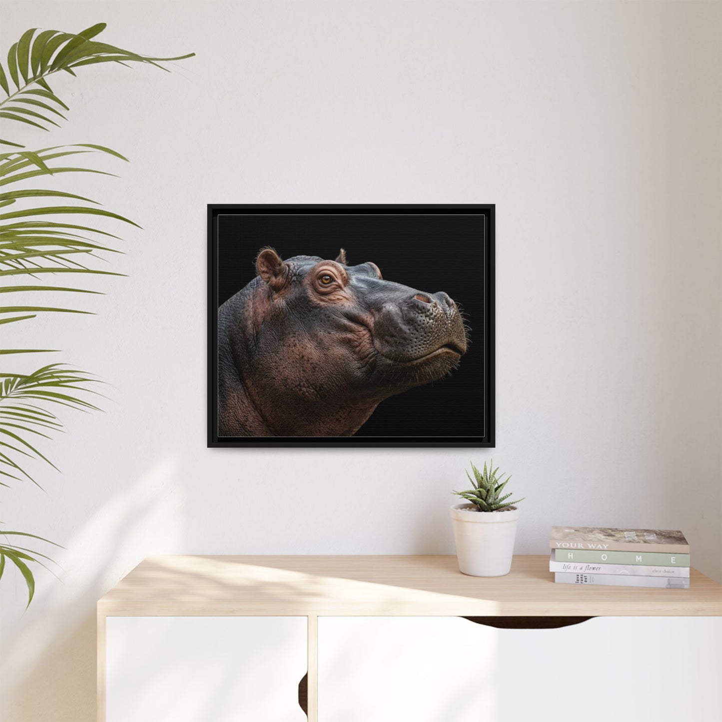 Framed Canvas Print — Hippopotamos In Colour