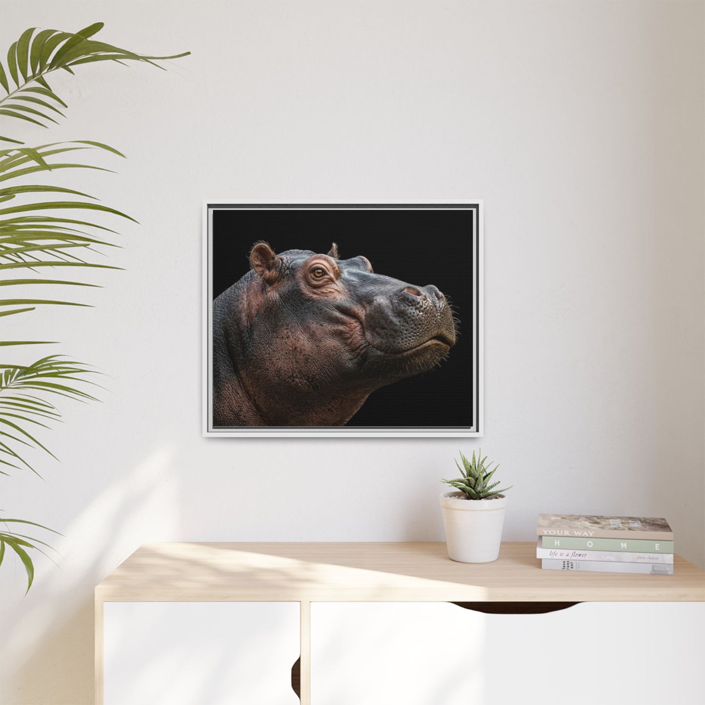 Framed Canvas Print — Hippopotamos In Colour