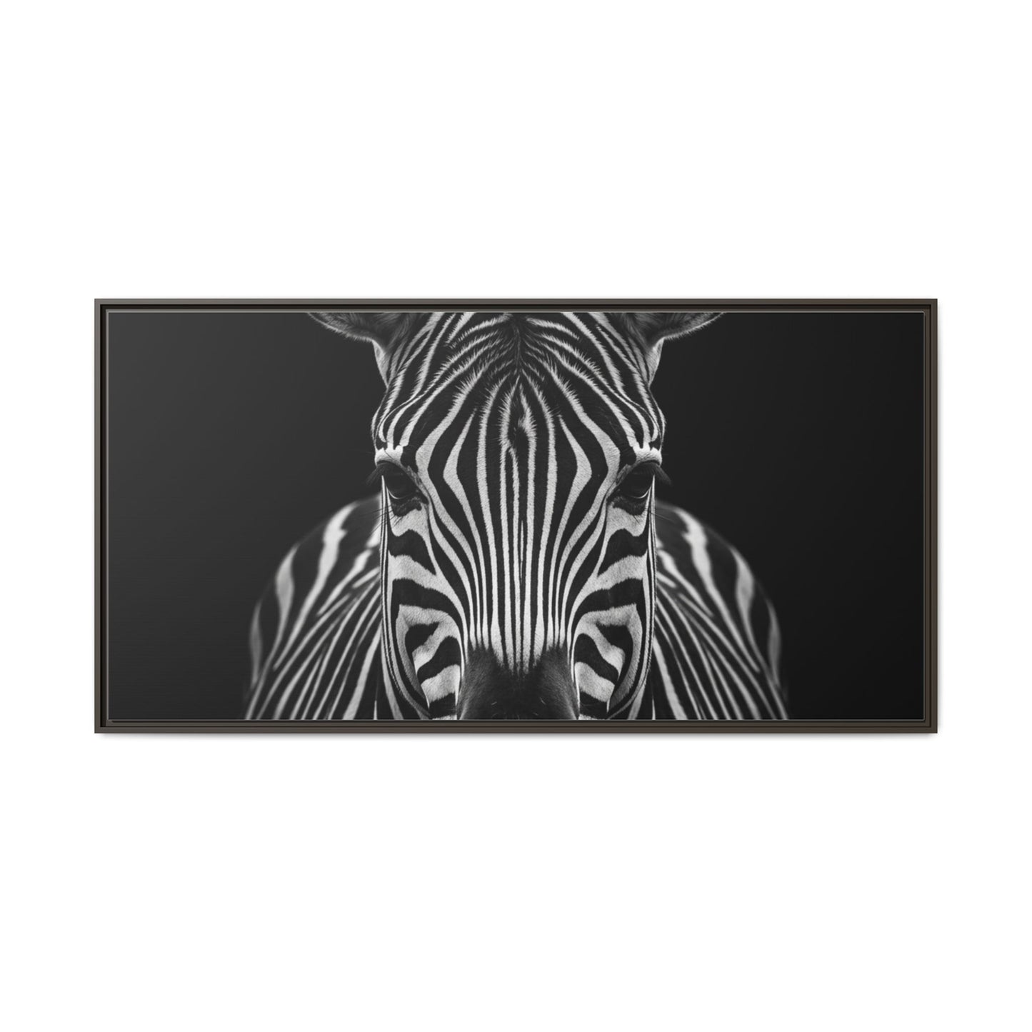 Framed Canvas Print — Zebra In Black