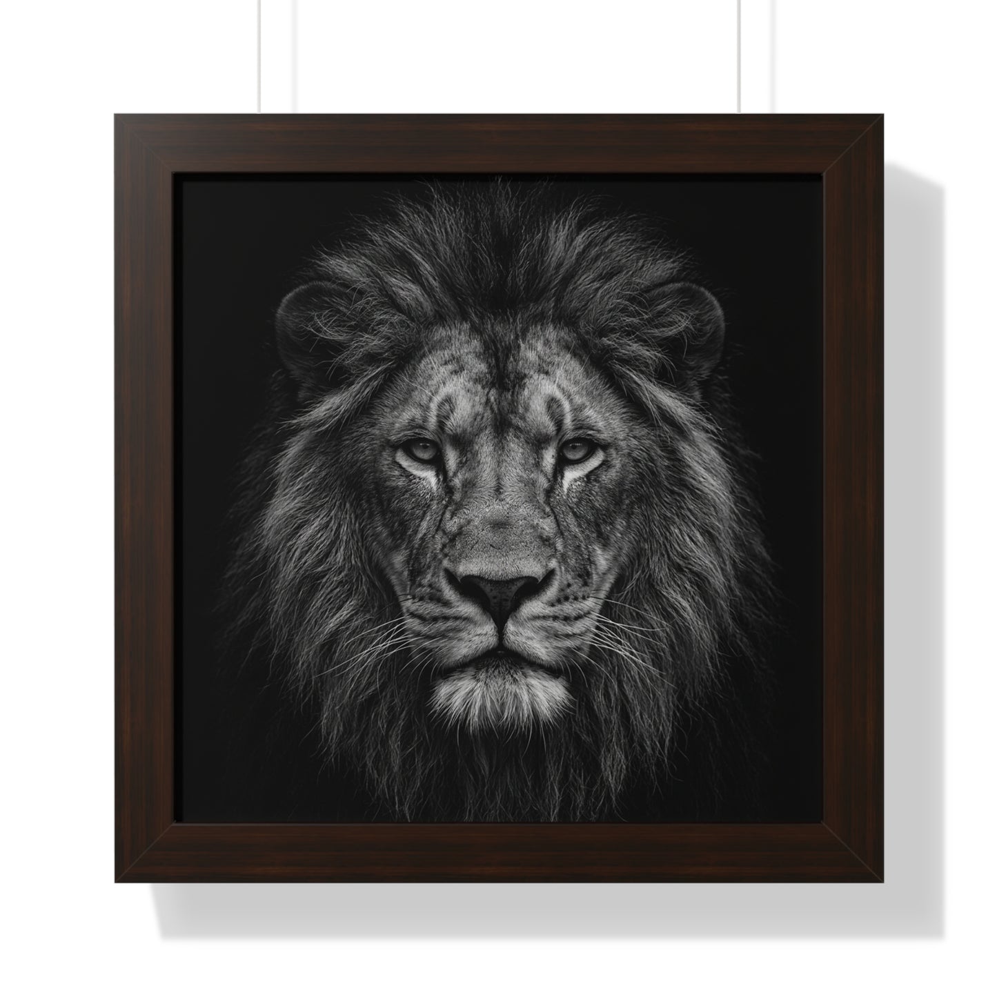 Framed Art Print – Lion In Black Portrait