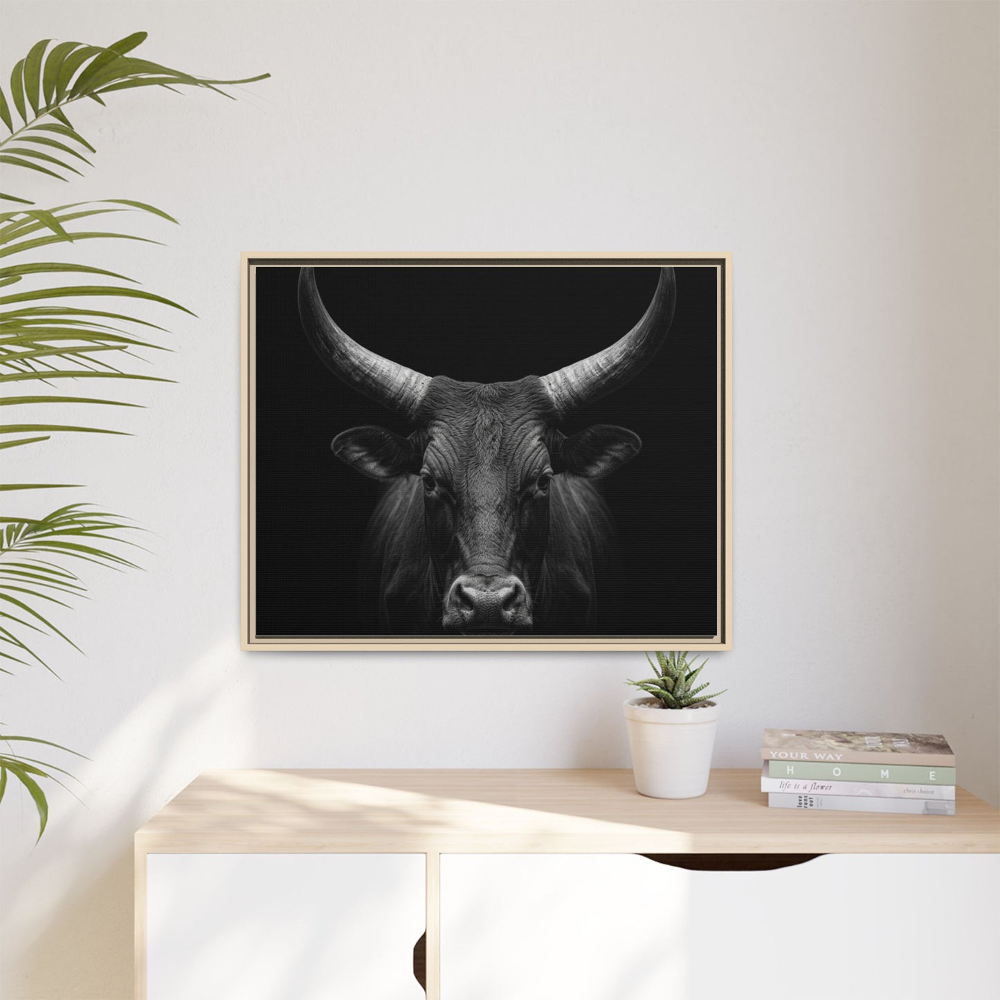 Framed Canvas Print — Ankole Cow In Black