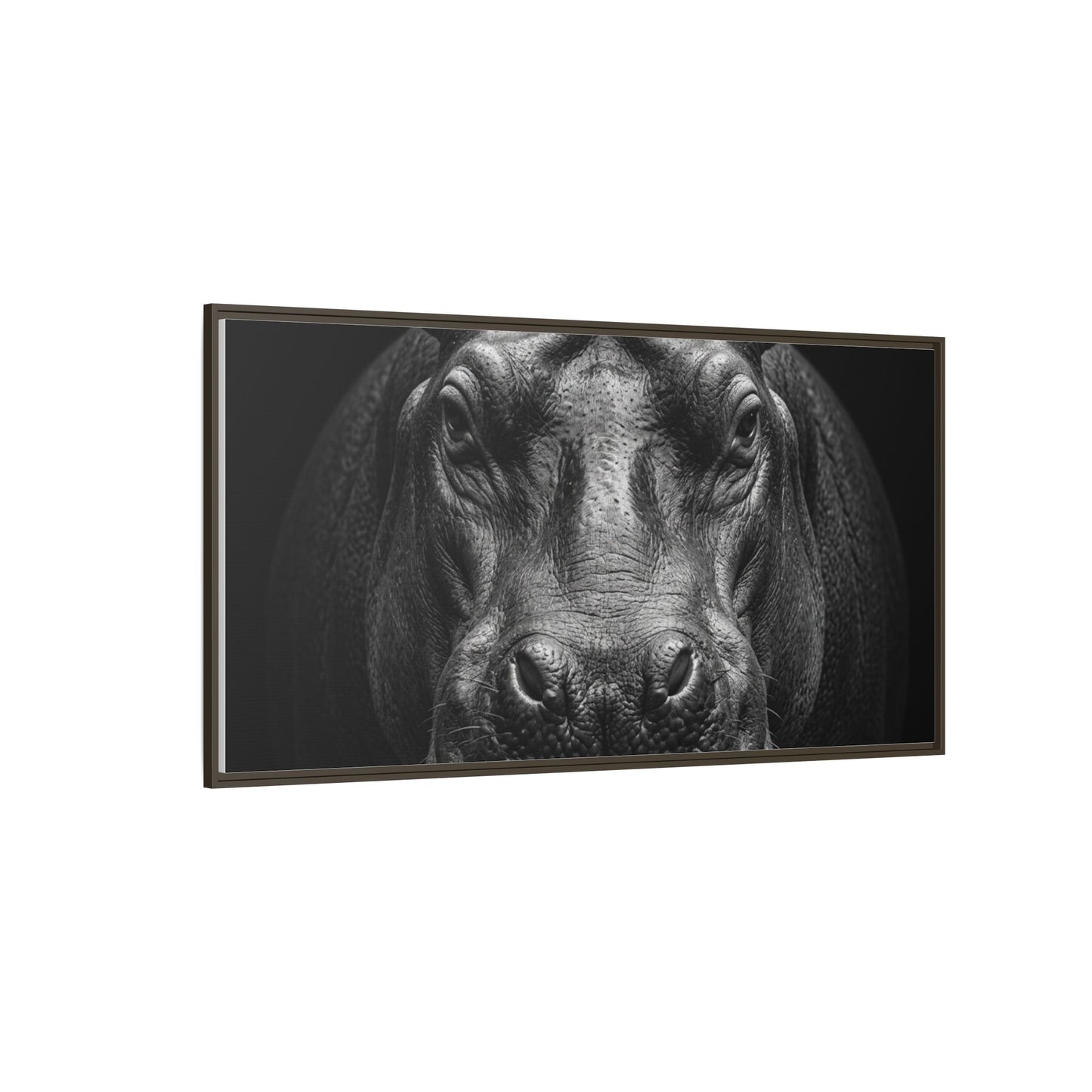 Framed Canvas Print — Hippopotamus In Black