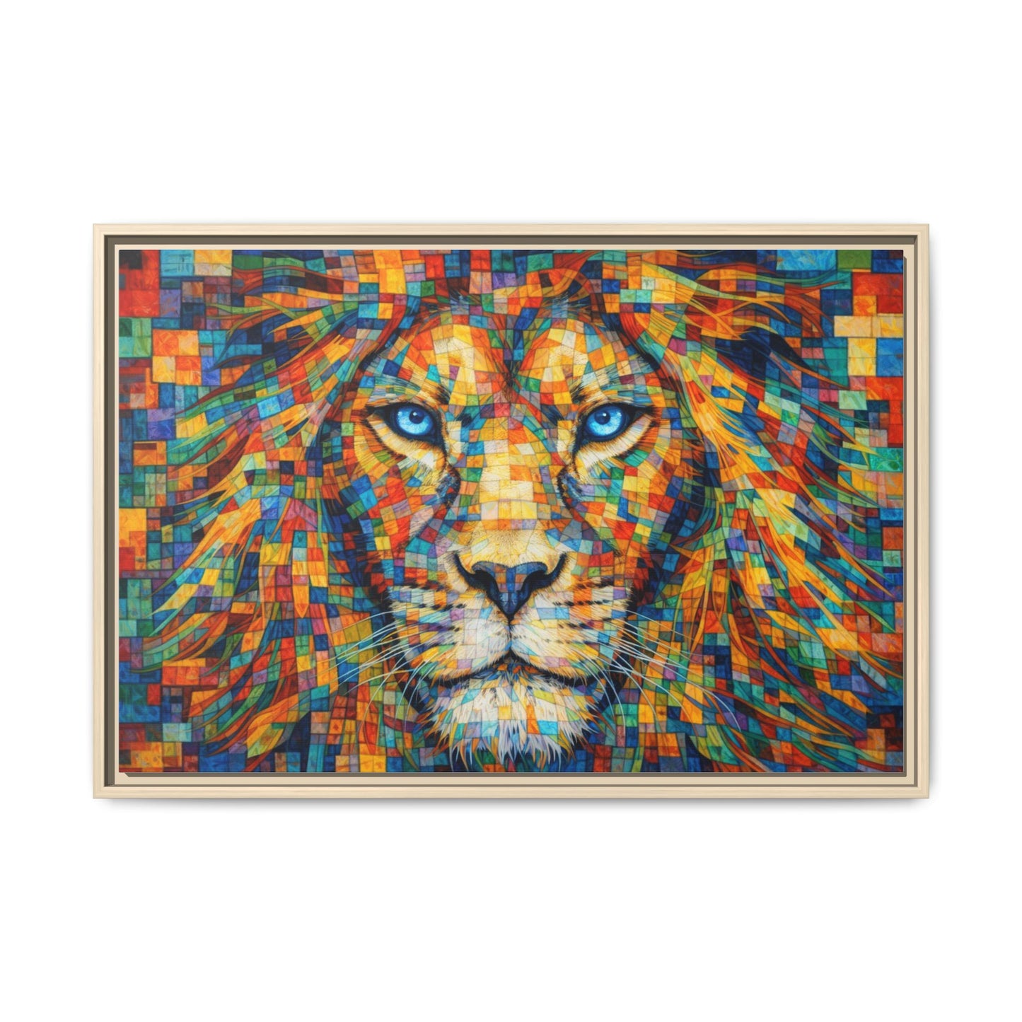 Framed Canvas Print — Lion's Gaze