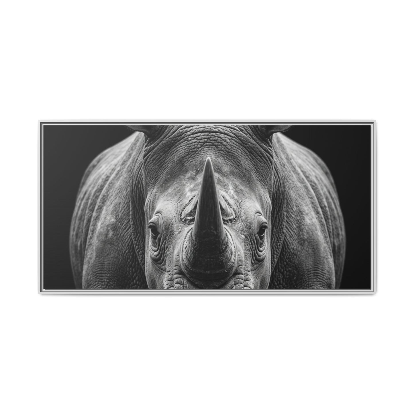 Framed Canvas Print — Rhinoceros In Black