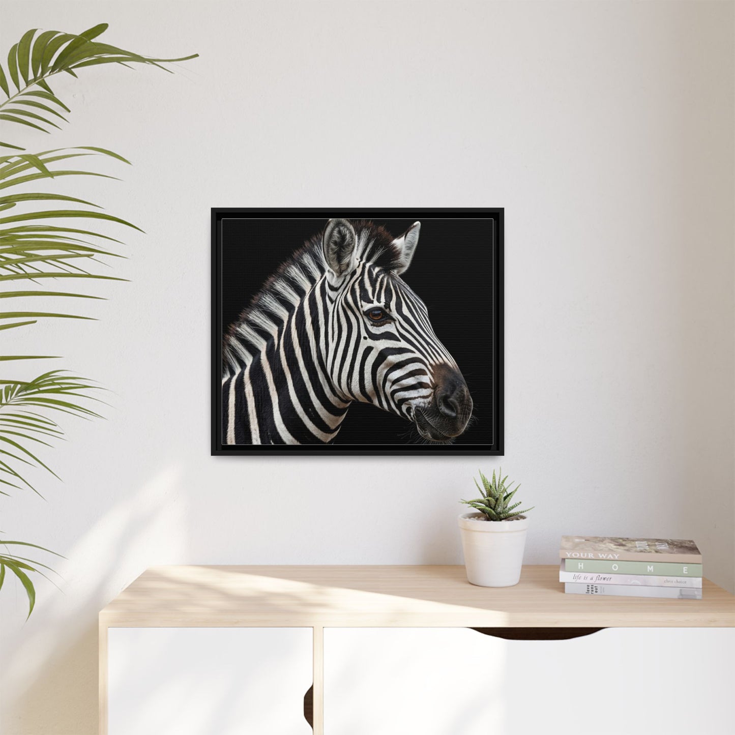 Framed Canvas Print — Zebra In Colour
