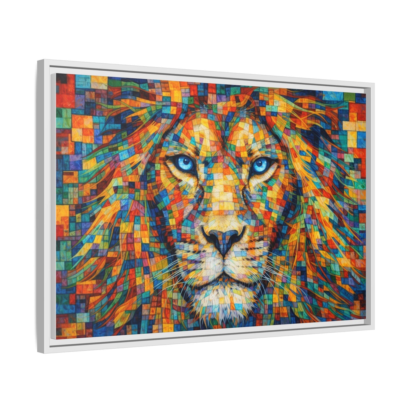 Framed Canvas Print — Lion's Gaze