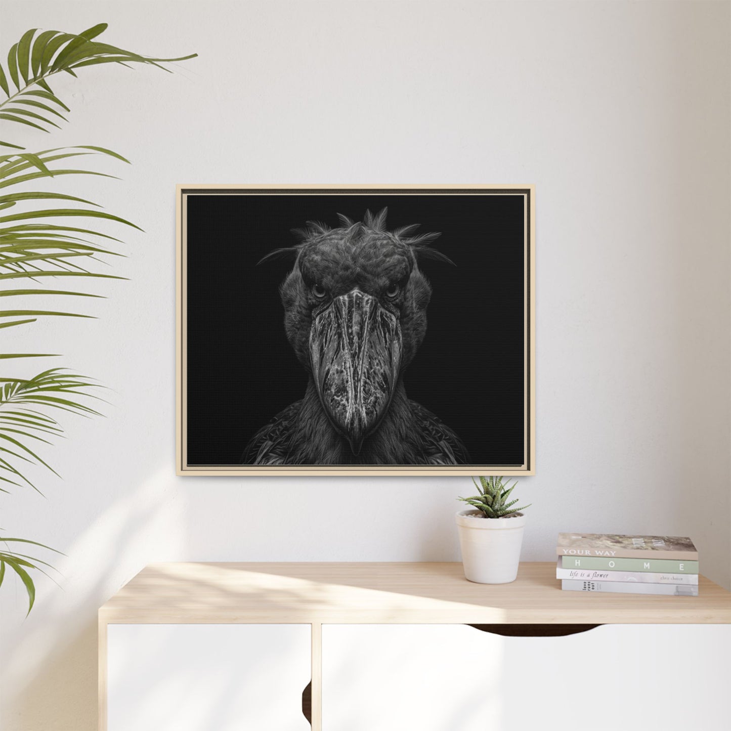 Framed Canvas Print — Shoebill Stock In Black