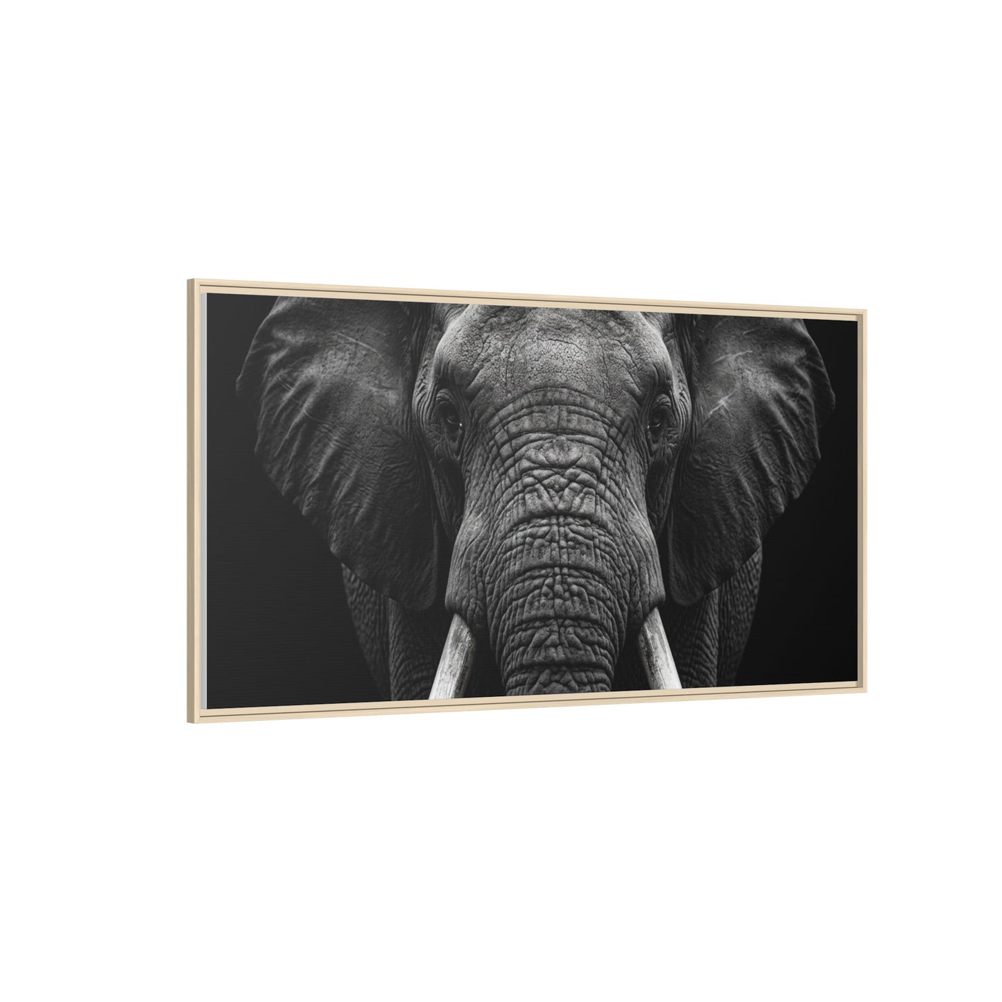 Framed Canvas Print — Elephant In Black