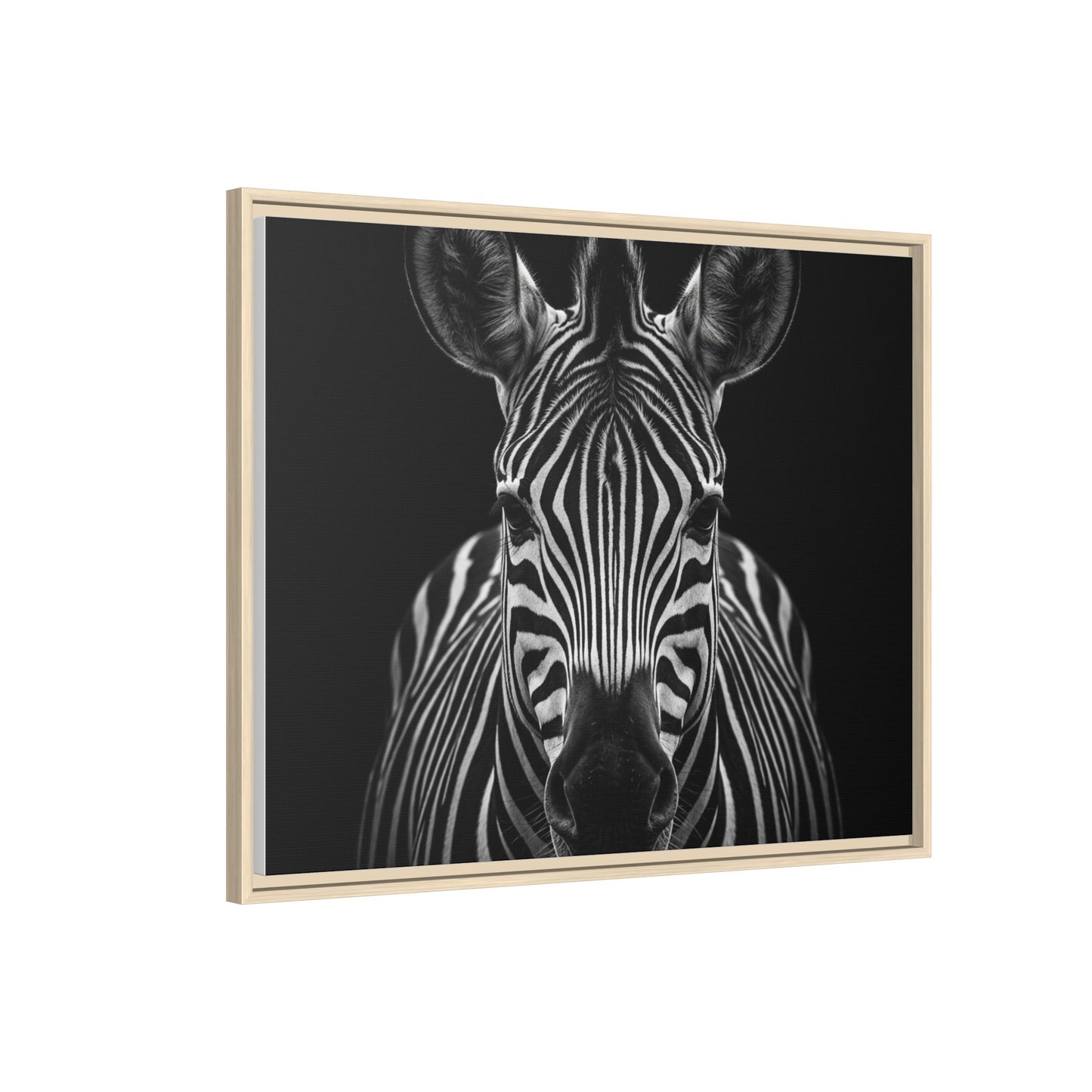 Framed Canvas Print — Zebra In Black