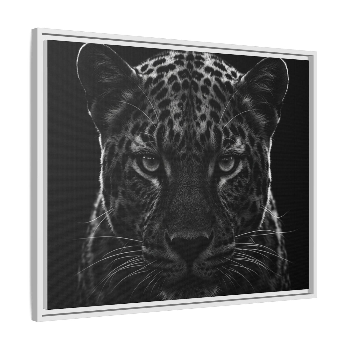 Framed Canvas Print — Leopard In Black