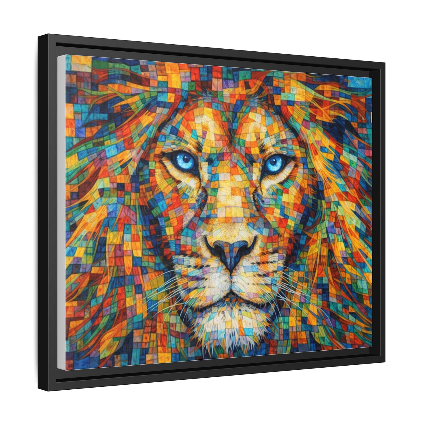 Framed Canvas Print — Lion's Gaze