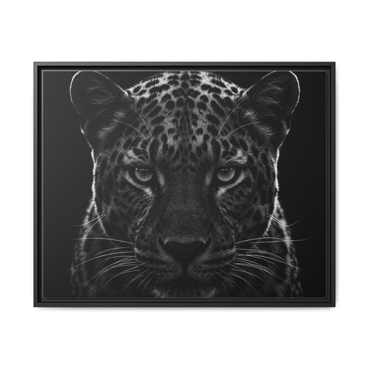 Framed Canvas Print — Leopard In Black