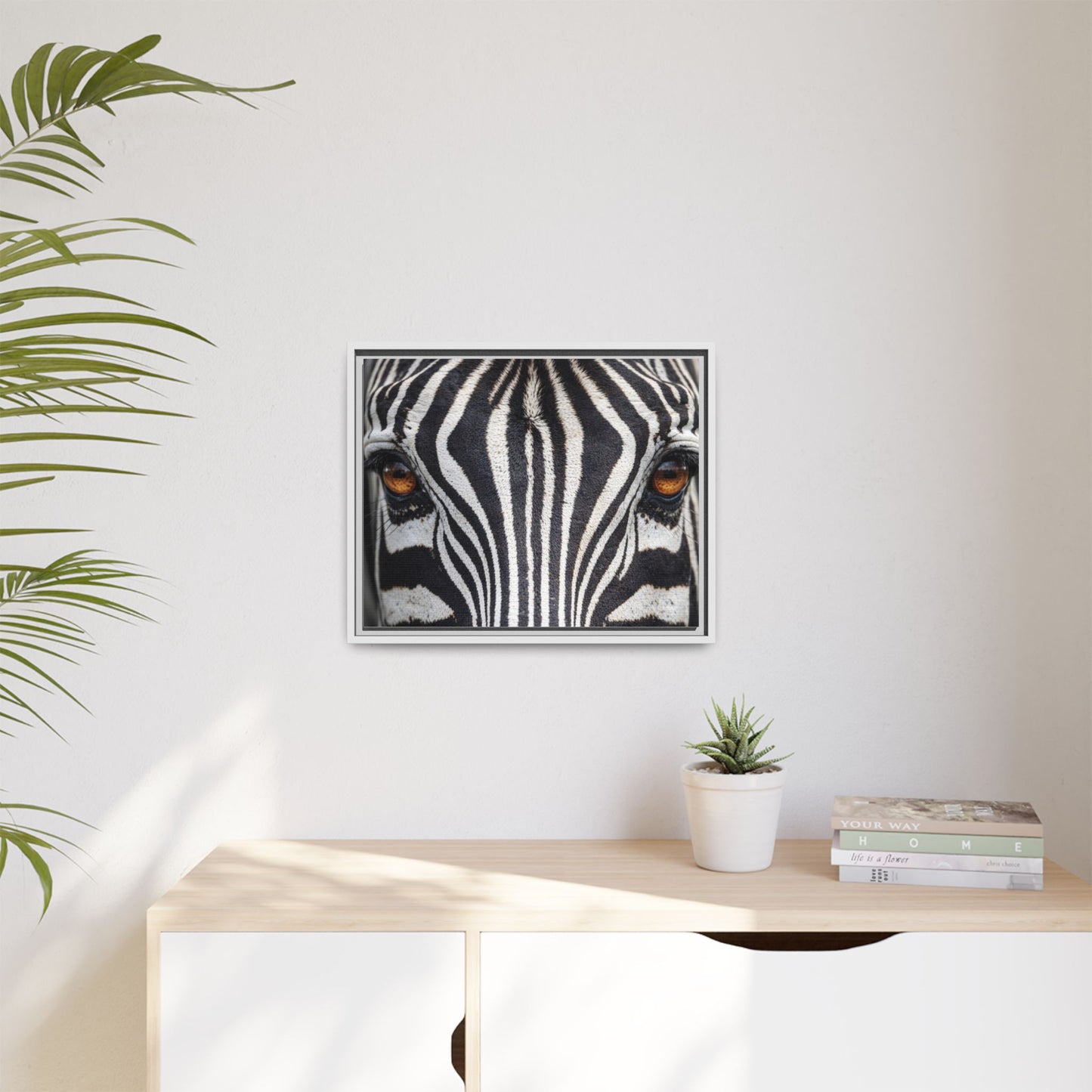 Framed Canvas Print — Zebra Gaze