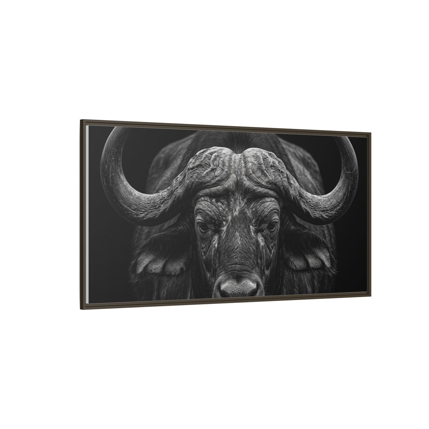 Framed Canvas Print — Cape Buffalo In Black