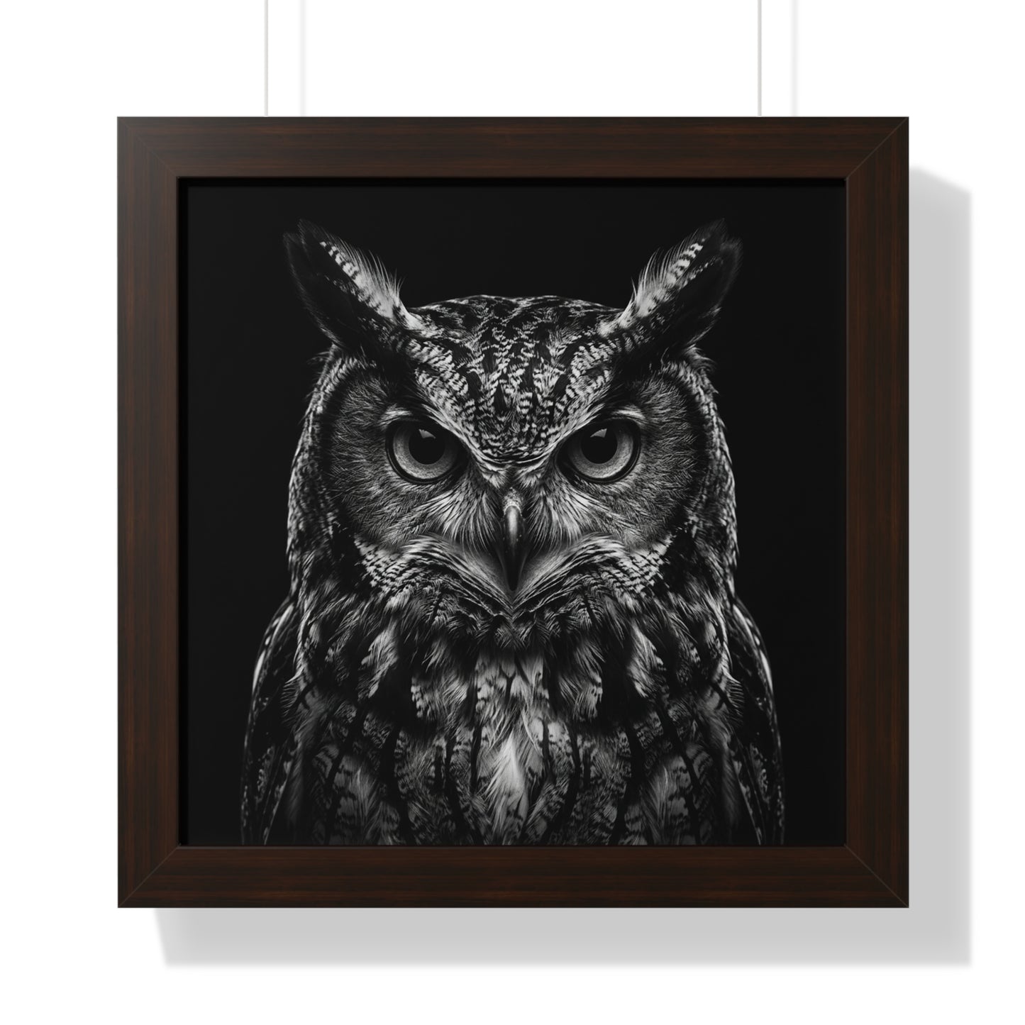 Framed Art Print – Scops Owl In Black