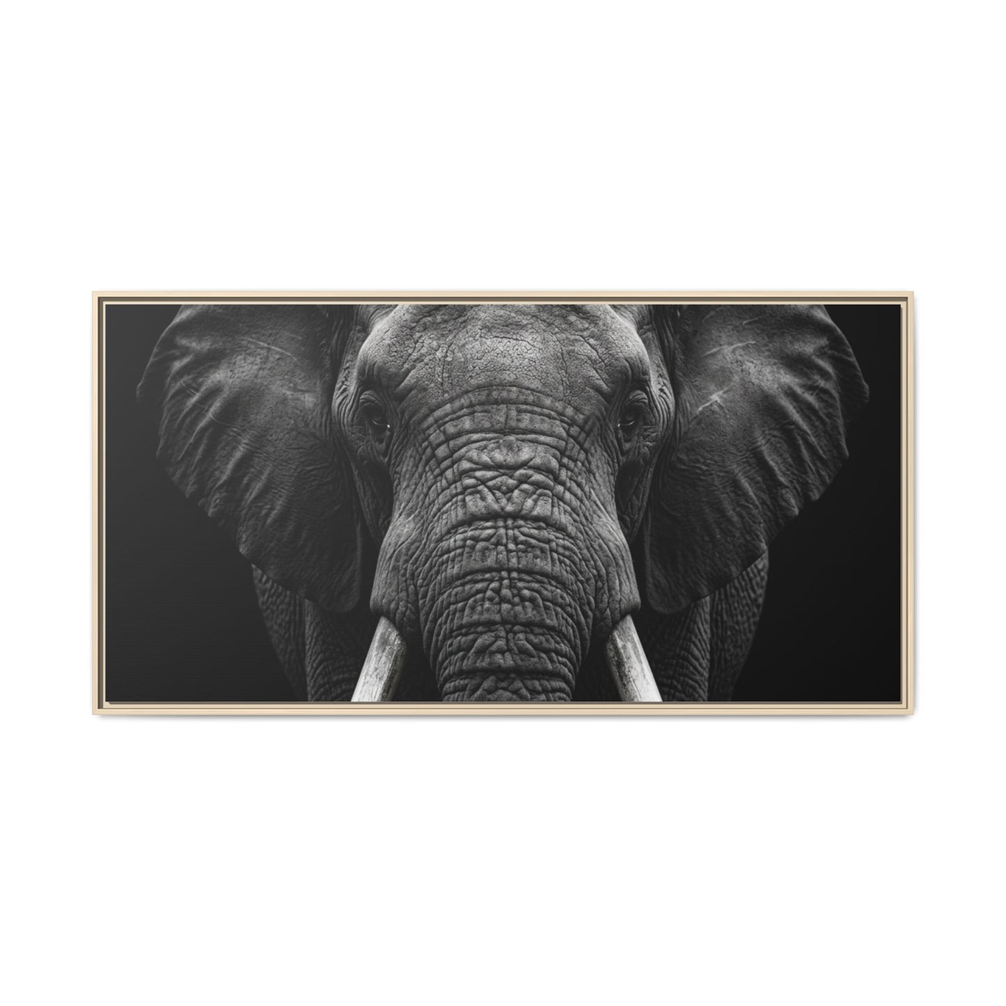 Framed Canvas Print — Elephant In Black