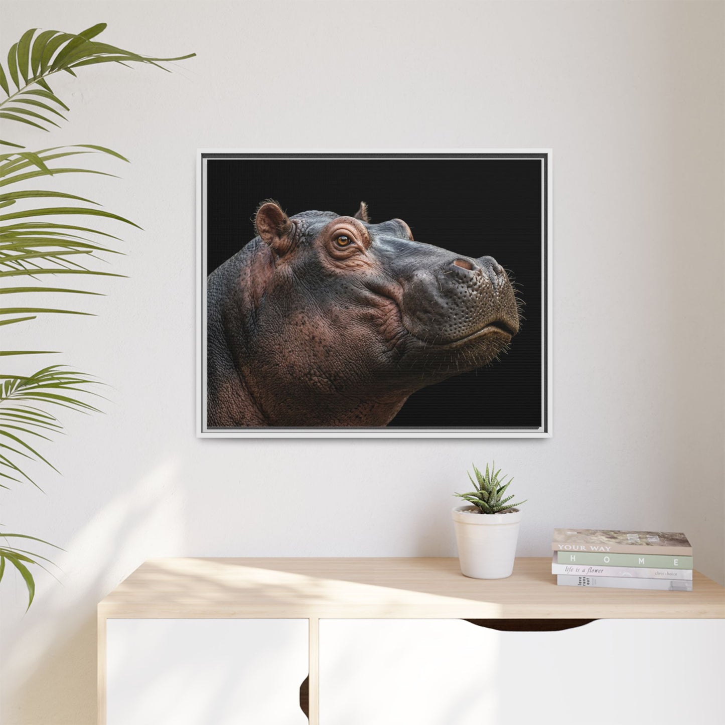 Framed Canvas Print — Hippopotamos In Colour