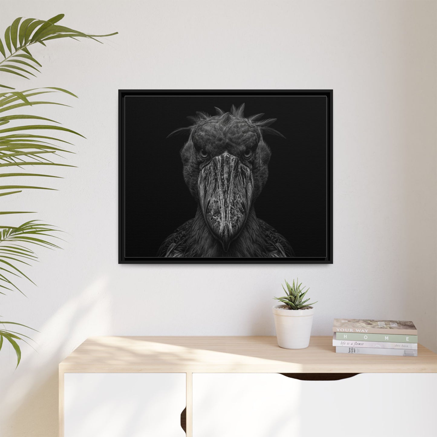 Framed Canvas Print — Shoebill Stock In Black