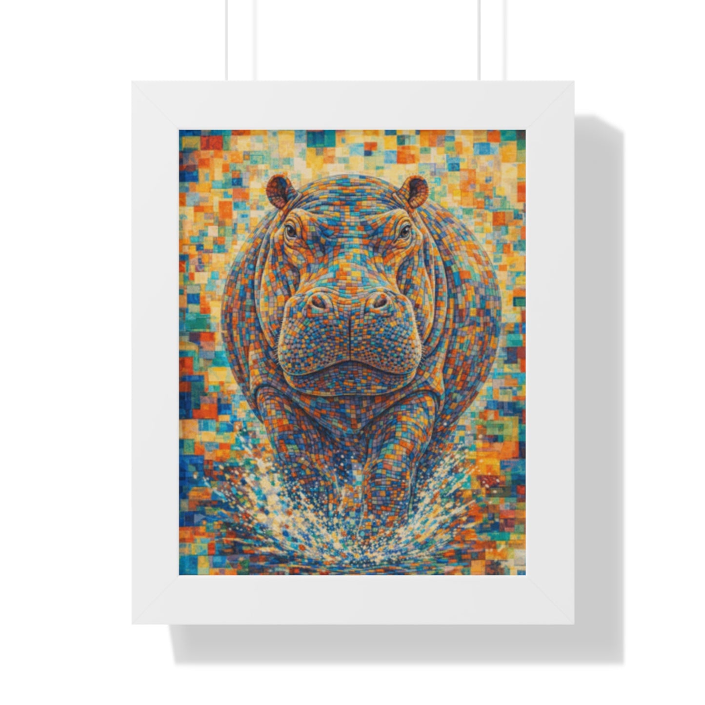 Framed Print — Hippopotamus Cubism