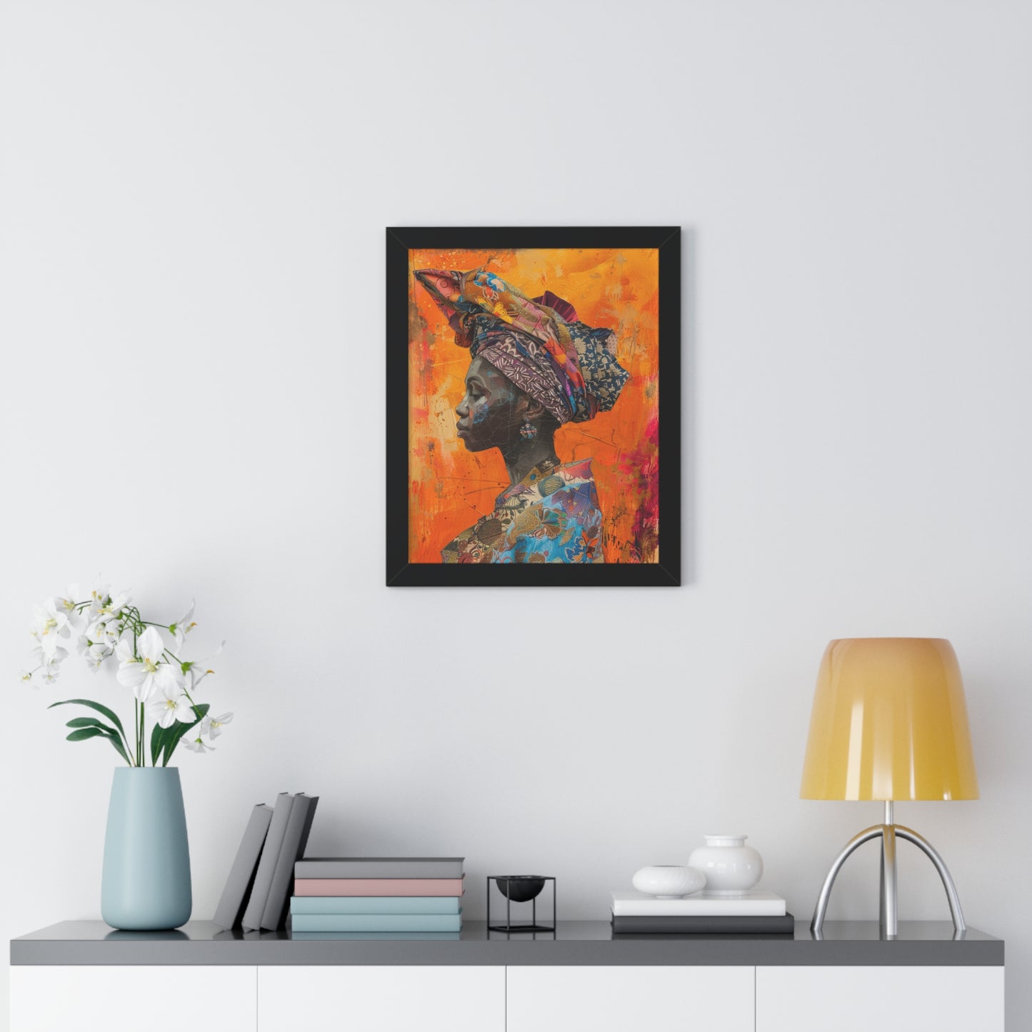 Framed Print — Woman Wearing Colourful Head Scarf