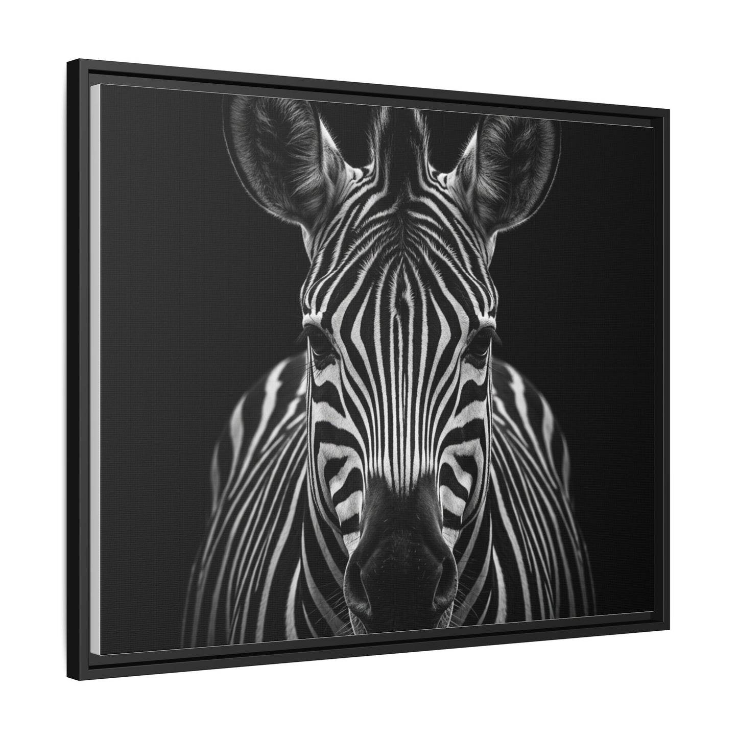 Framed Canvas Print — Zebra In Black