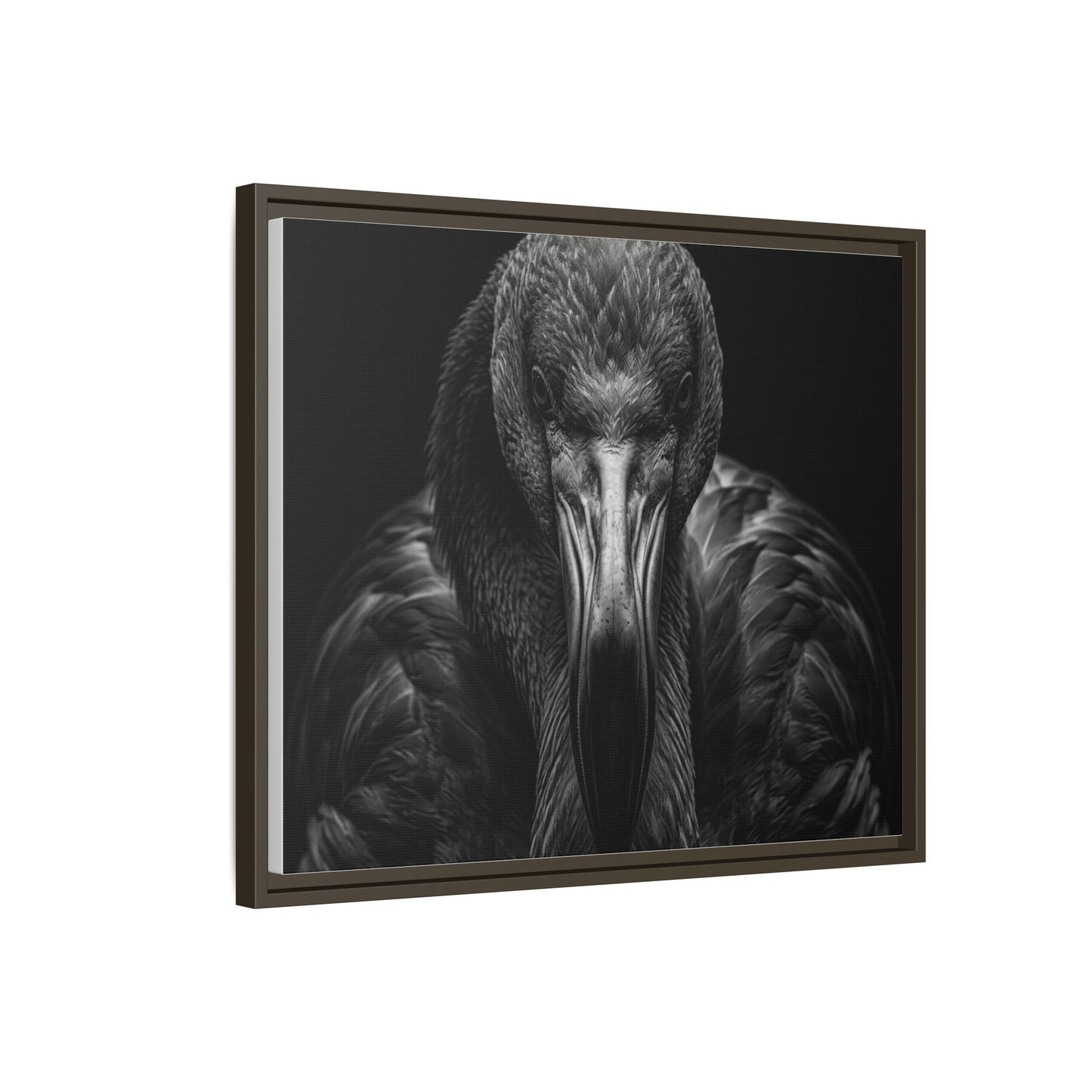 Framed Canvas Print — Flamingo In Black