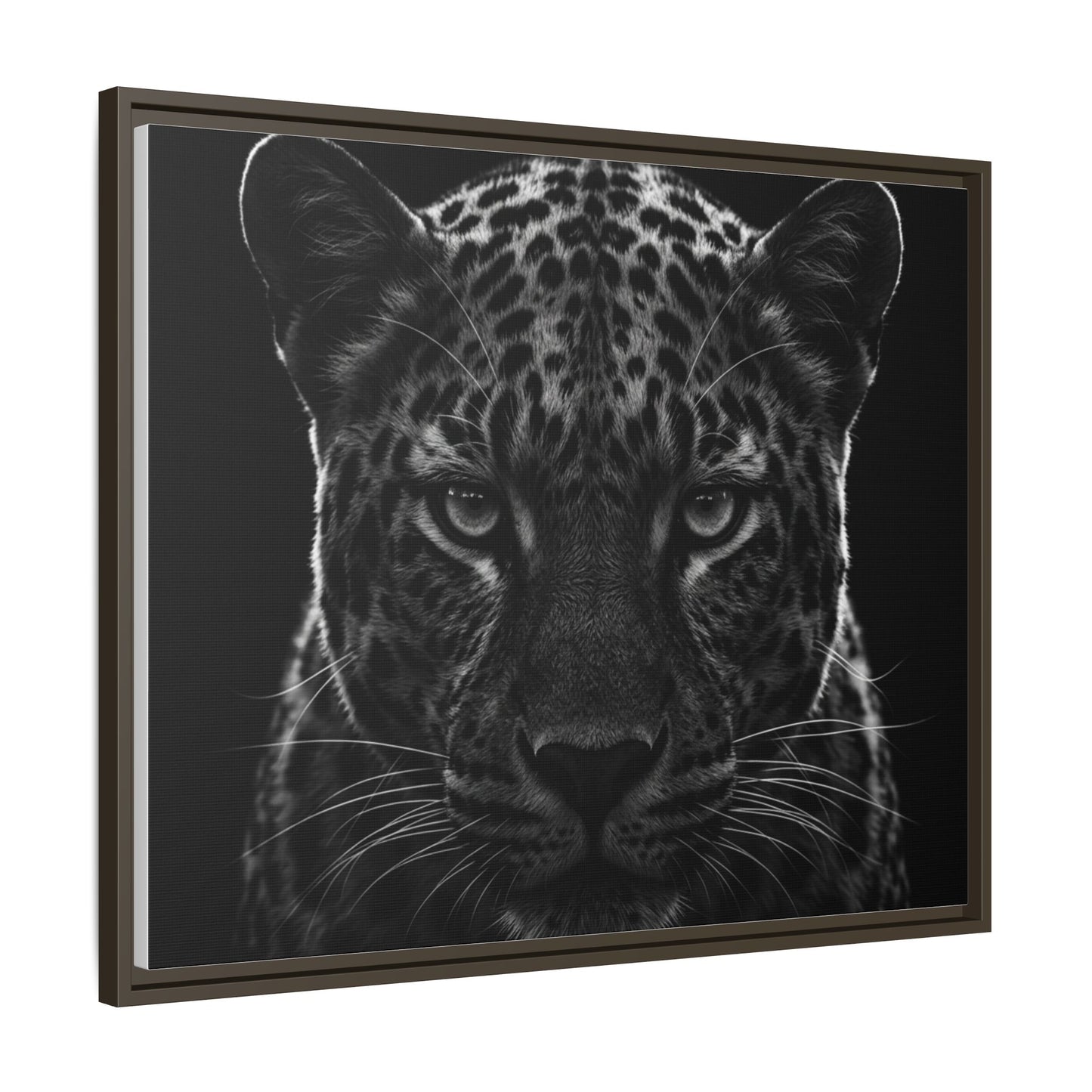 Framed Canvas Print — Leopard In Black