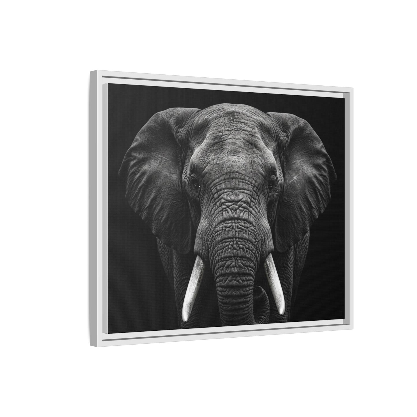 Framed Canvas Print — Elephant In Black