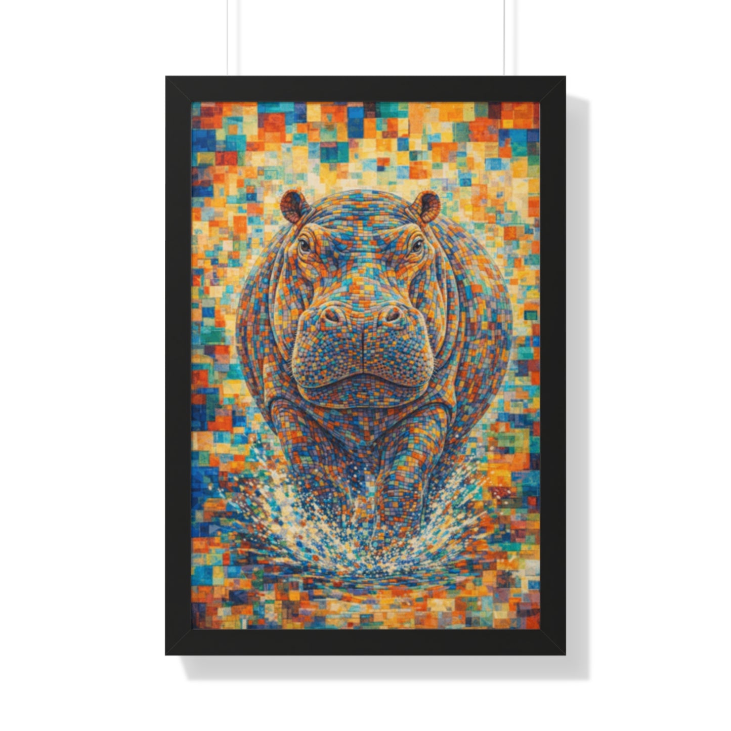 Framed Print — Hippopotamus Cubism