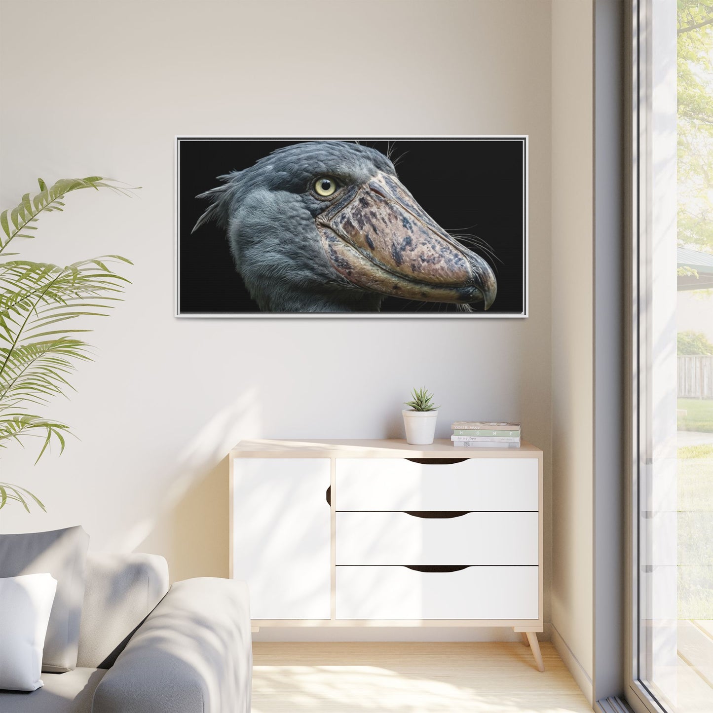 Framed Canvas Print — Shoebill Stork In Colour
